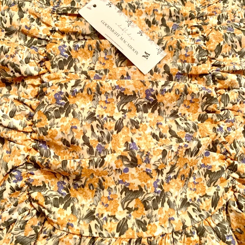 GoodNight Macaroon Mini skirt Ruffled Ruched Floral M coastal cowgirl NWT New